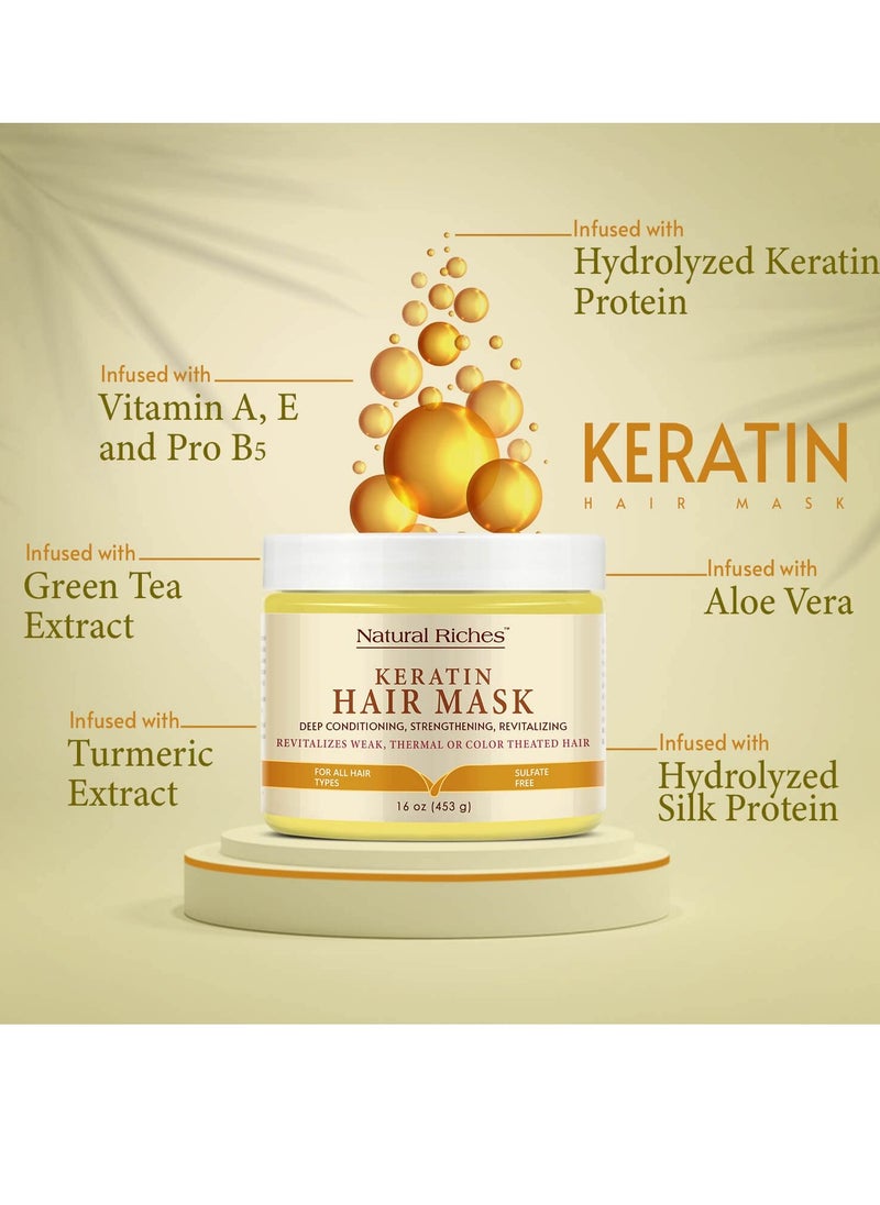 Natural Riches Natural Riches Keratin Hair Mask - Reviving Treatment for Dry, Damaged Hair - 16 oz  - Image 2