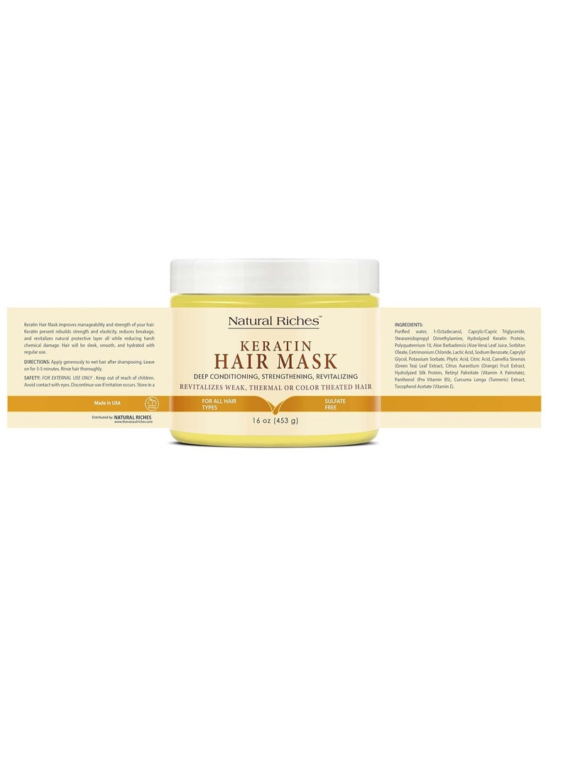 Natural Riches Natural Riches Keratin Hair Mask - Reviving Treatment for Dry, Damaged Hair - 16 oz  - Image 3