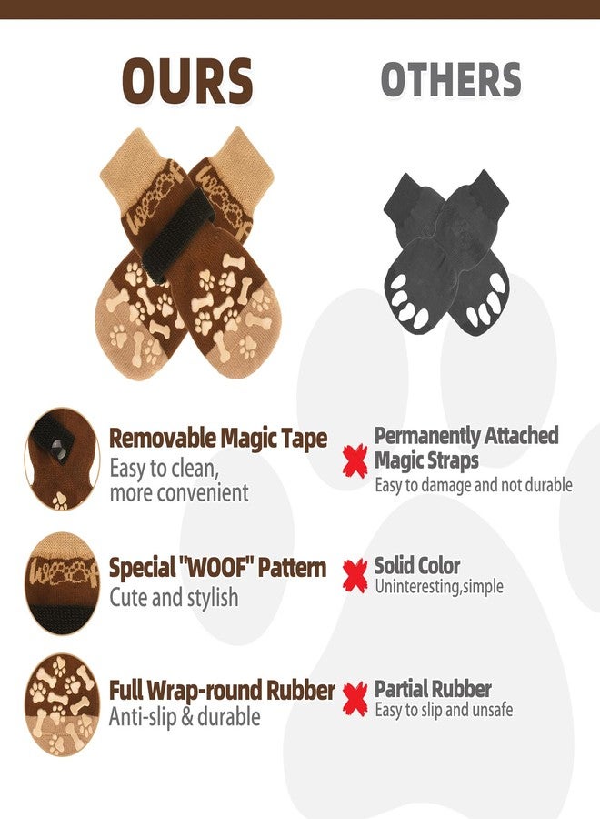 كولتيل جوارب كولتايل للكلاب، مناسبة للأرصفة الساخنة والباردة لمنع لعق الكفوف، أحذية واقية للكلاب وواقيات للكفوف للأرضيات الخشبية الصلبة، مانعة للانزلاق، مزودة بخاصية التحكم في الجر، أحذية بدون التواء، مناسبة للكلاب الصغيرة والمتوسطة والكبيرة وكبيرة السن. - Image 5
