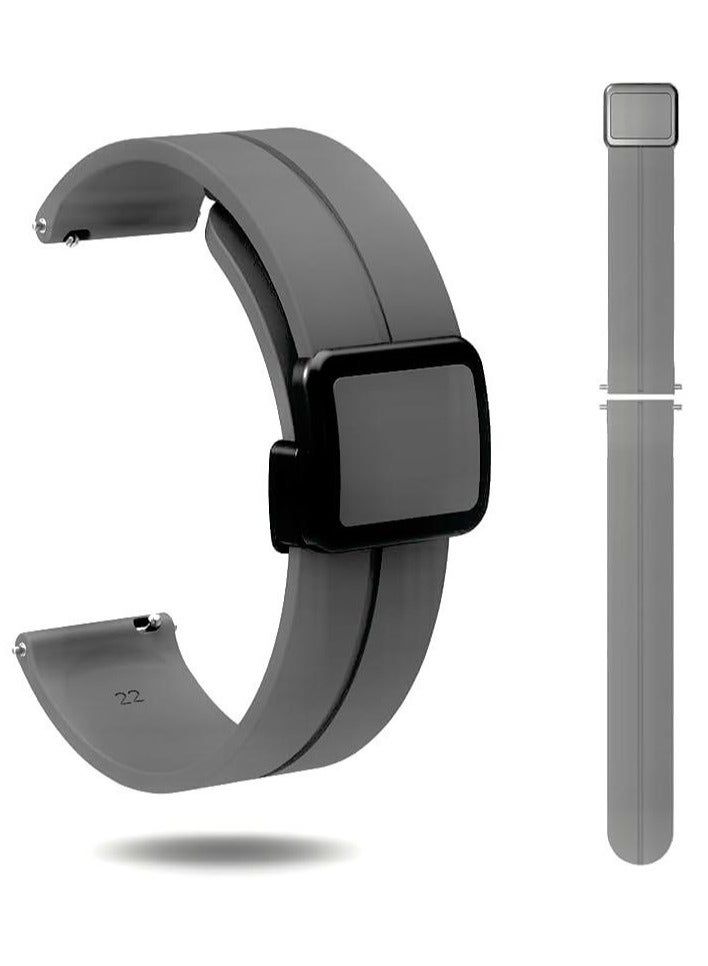 سوار سيليكون جيد التهوية 22 ملم مع ابزيم مغناطيسي قابل للطي لساعة شاومي، لون رياضي 2 اس 1 اكتيف/هوامي امازفيت جي تي ار 47 ملم جي تي ار 3 برو - اسود، للبالغين من الجنسين - Image 1