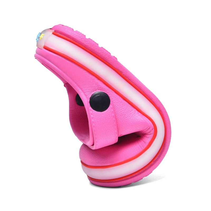 XPKWS Toddler Kids Clogs Boys Girls LED Garden Shoes Light up Sandals Slip on Quick Dry Beach Slippers (Pink, 28) - Image 5