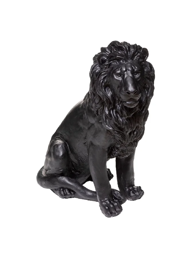 atmosphera Indoor/Outdoor Shock-Resistant Magnesium Oxide Lion Statue Black 37 x 80 x 68 cm 186010