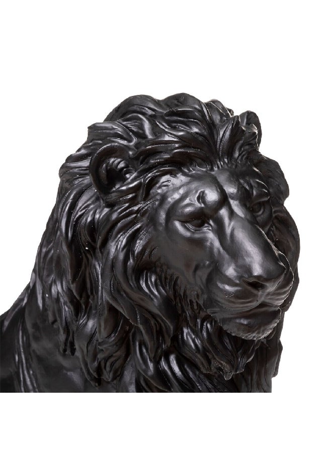 atmosphera Indoor/Outdoor Shock-Resistant Magnesium Oxide Lion Statue Black 37 x 80 x 68 cm 186010  - Image 2