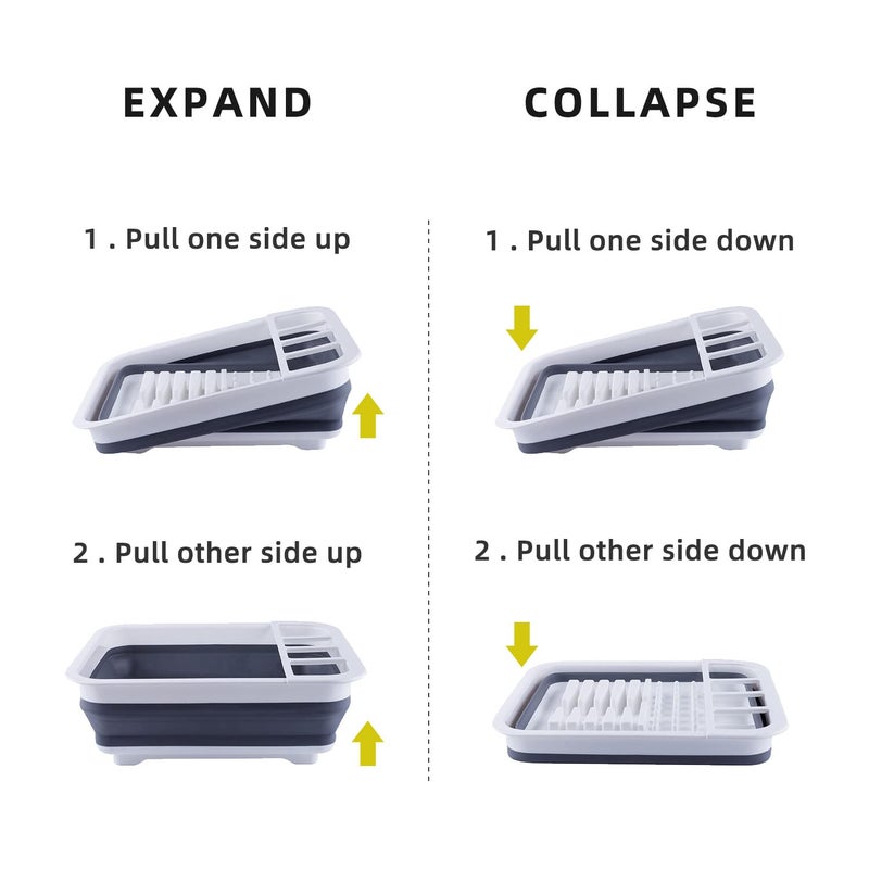 THANSTAR Collapsible Dish Drainer Portable Dinnerware Drainer Organizer for Kitchen RV Campers Travel Trailer Space Saving Kitchen Storage Tray - Image 5
