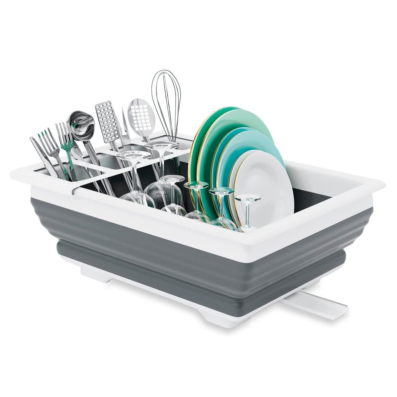 THANSTAR Collapsible Dish Drainer Portable Dinnerware Drainer Organizer for Kitchen RV Campers Travel Trailer Space Saving Kitchen Storage Tray - Image 1