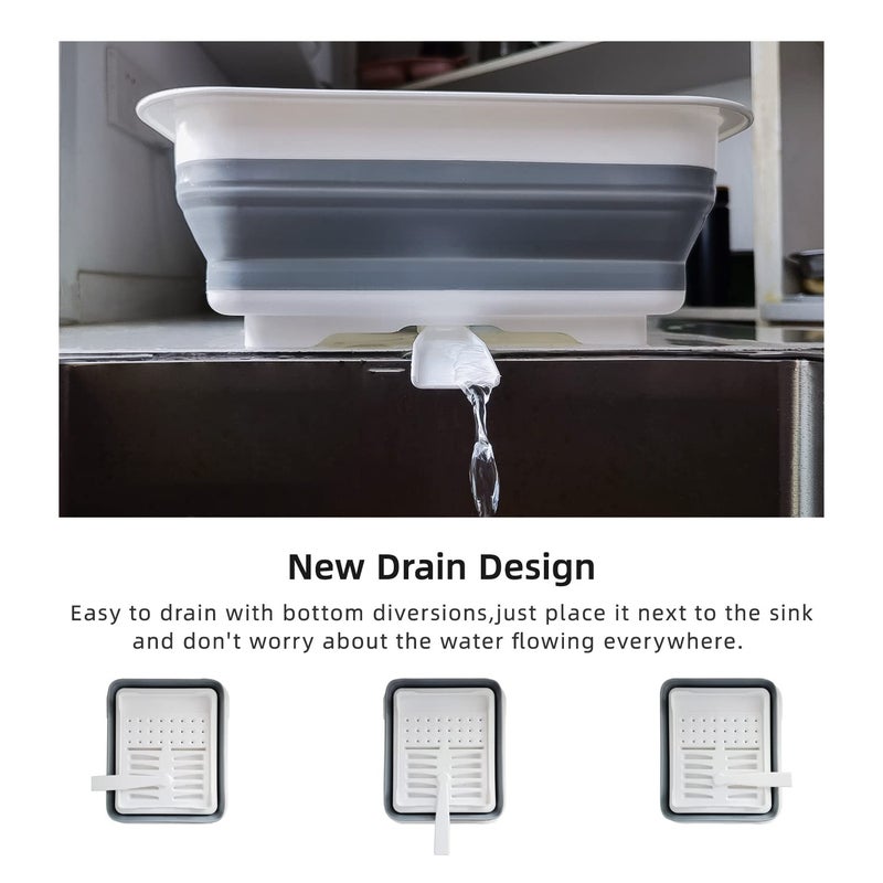 THANSTAR Collapsible Dish Drainer Portable Dinnerware Drainer Organizer for Kitchen RV Campers Travel Trailer Space Saving Kitchen Storage Tray - Image 3