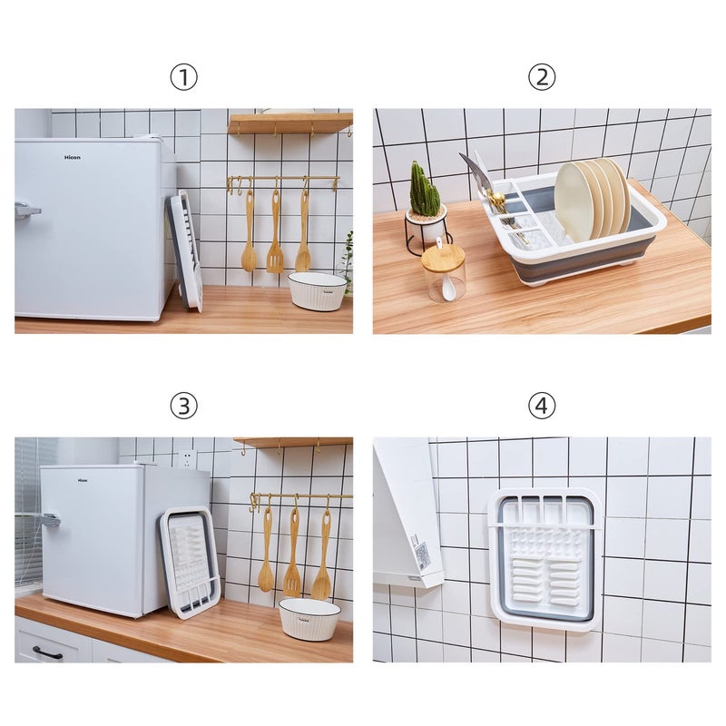 THANSTAR Collapsible Dish Drainer Portable Dinnerware Drainer Organizer for Kitchen RV Campers Travel Trailer Space Saving Kitchen Storage Tray - Image 4