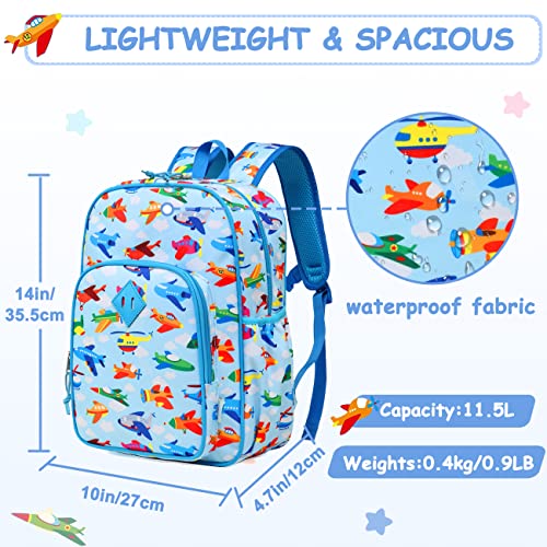 VASCHY Toddler Kids backpacks, Cute Lightweight Water Resistant Preschool Kindergarten Daypack SchoolBag Boolbag for Boys Planes - Image 2