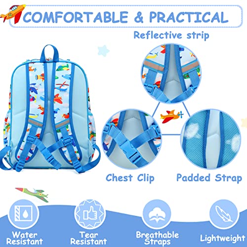VASCHY Toddler Kids backpacks, Cute Lightweight Water Resistant Preschool Kindergarten Daypack SchoolBag Boolbag for Boys Planes - Image 4
