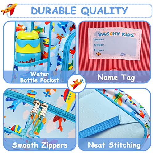 VASCHY Toddler Kids backpacks, Cute Lightweight Water Resistant Preschool Kindergarten Daypack SchoolBag Boolbag for Boys Planes - Image 5