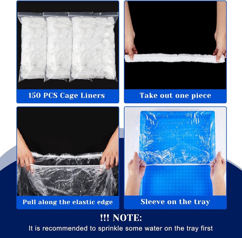 Tondiamo 150 Pieces Disposable Rabbit Cage Liner Plastic Bunny Cage Liner Bag Clear Guinea Pig Cage Liner Leak Proof Plastic Cage Liners for Hedgehog Hamster Small Animals Litter Pan - Image 4