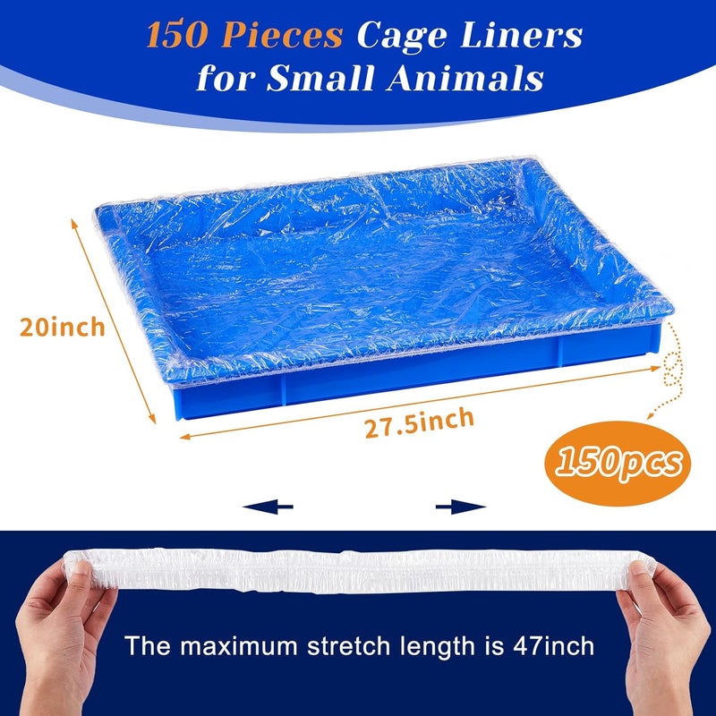 Tondiamo 150 Pieces Disposable Rabbit Cage Liner Plastic Bunny Cage Liner Bag Clear Guinea Pig Cage Liner Leak Proof Plastic Cage Liners for Hedgehog Hamster Small Animals Litter Pan - Image 2