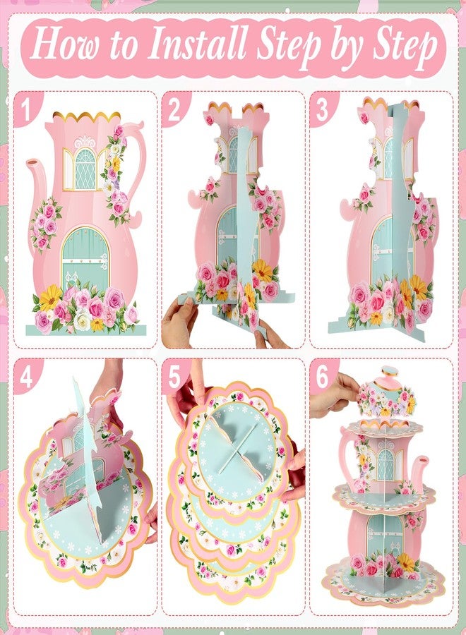 Zopeal 3 Tier Bee Cupcake Stand Party Decorations Sunflower Cupcake Holder Yellow Summer Cake Stand Bee Day Themed Dessert Stand for Kids Baby Shower Birthday Gender Reveal Party Supplies(Floral) - Image 4