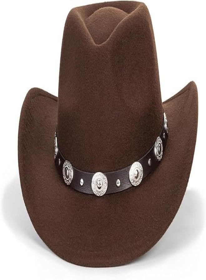 OVOY Kids Classic Wide-Brim Western Cowboy Hats Boys Girls Cowgirl Felt Fedora with Belt Buckle for 2-7 Years Old Brown - Image 4