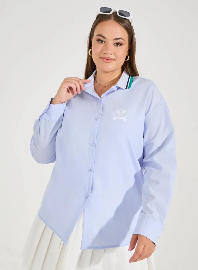 ستايلي بلوزة فضفاضة بمقاس كبير وازرار غلق