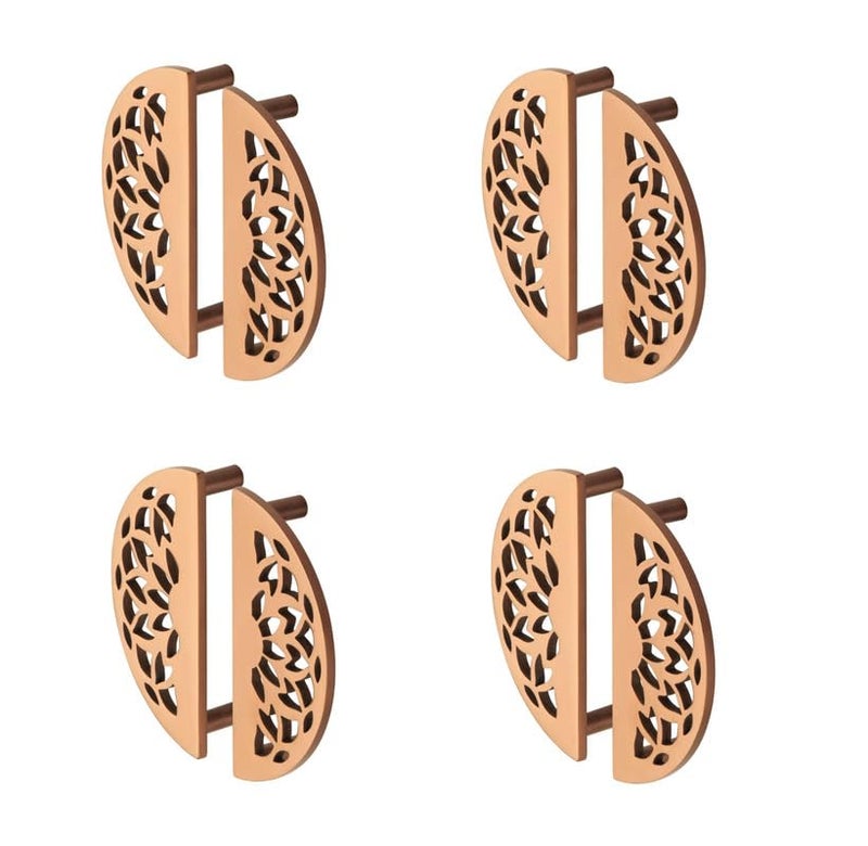 Compass Stainless Steel Lotus Cabinet Knobs, Drawer Pulls, Knobs for Dresser Drawers, Drawer Knobs Handle, Kitchen Knobs (PVD Rose Gold Finish) Pack of 8 pcs - Image 1