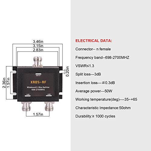 XRDS -RF Wide-Band 2 Way Splitter-3dB N Type Female-50 Ohm Cellular Signal Splitter for 4G/LTE System by XRDS-RF (NOT for TV) - Image 3