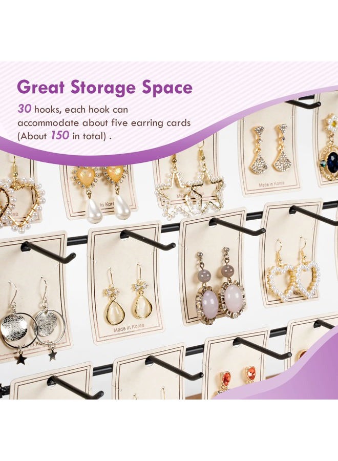 Poyilooo Earring Display Stands for Selling, Real Wood Jewelry Display for Selling Vendors with Adversitsing Board, Large Capacity Earring Display for Selling Rack Holder for Earring Cards & Keychain - Image 5