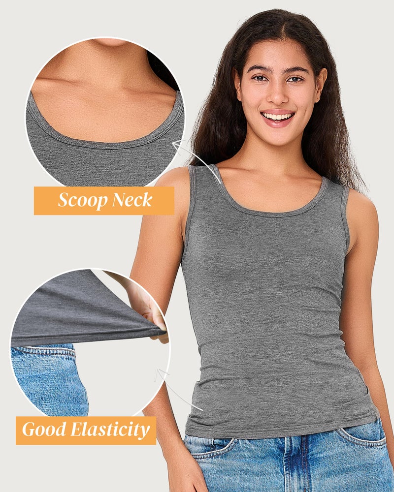 BAMBOO COOL Women's Ultra Soft Lingerie Camisole Basic Tank Breathable Undershirt 4 Pack - Image 2
