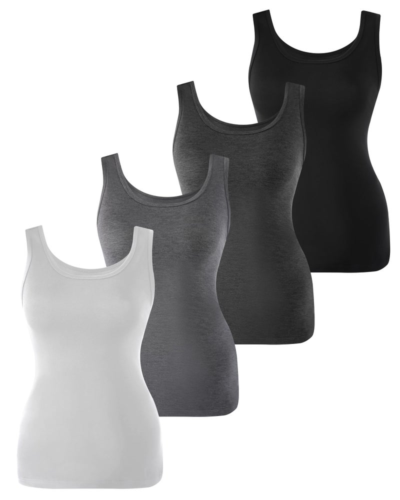 BAMBOO COOL Women's Ultra Soft Lingerie Camisole Basic Tank Breathable Undershirt 4 Pack - Image 1