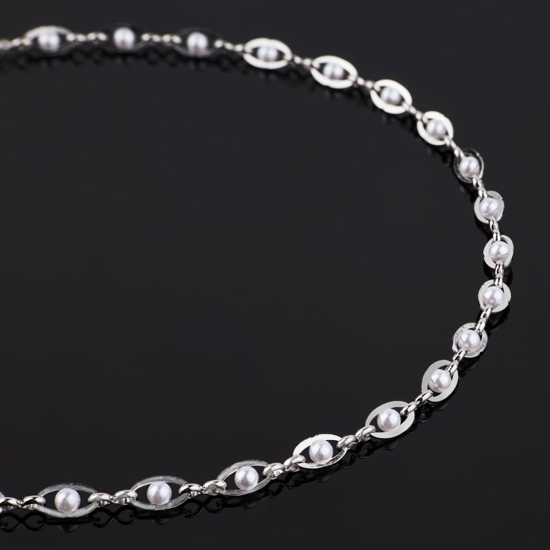UMAOKANG 13 Feet Stainless Steel Chains for Jewelry Making Faux Pearl Evil Eye Cable Chain on Spool Craft Chain Roll - Image 4