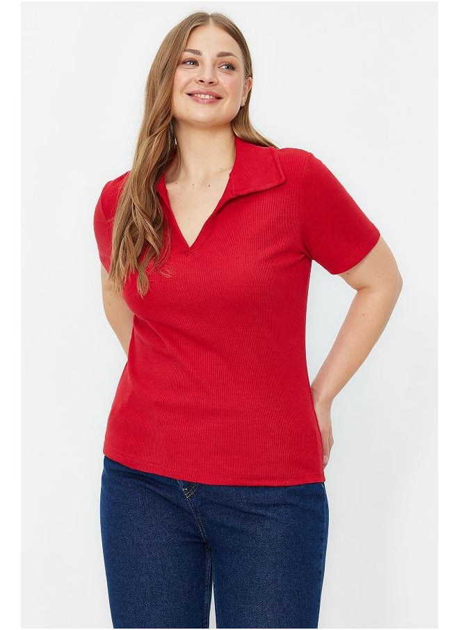 trendyol Red Ribbed Knitted Blouse TBBSS22BZ0750  - Image 1