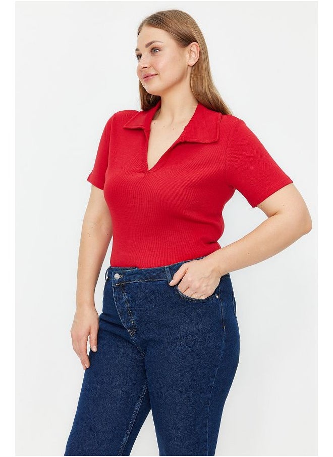 trendyol Red Ribbed Knitted Blouse TBBSS22BZ0750  - Image 3