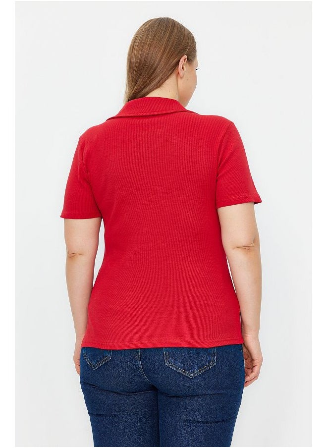 trendyol Red Ribbed Knitted Blouse TBBSS22BZ0750  - Image 2