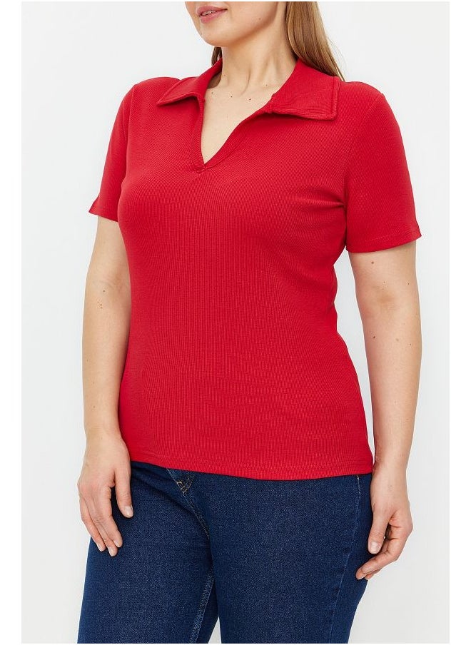 trendyol Red Ribbed Knitted Blouse TBBSS22BZ0750  - Image 4