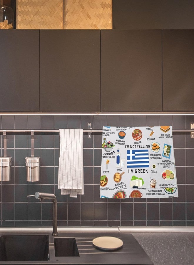 LEVLO Greece Country Map Europe Cuisine Lover Kitchen Towel Mom Dad BFF Greek Food Cooking Travel Tea Towel (I'm Greek) - Image 5