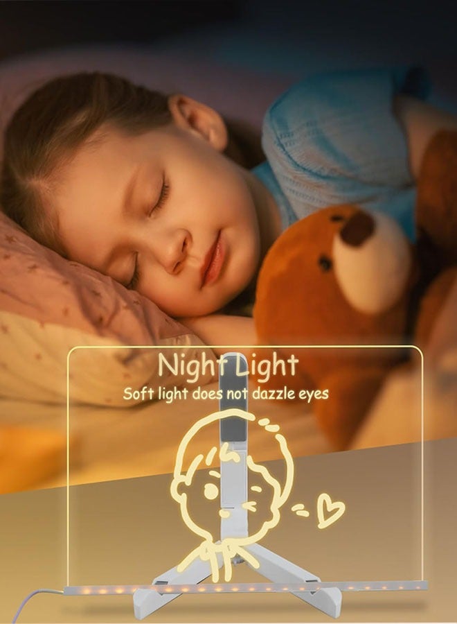 لوحة ملاحظات LED، لوحة رسائل مضيئة من الأكريليك مقاس 11.6 × 7.8 بوصة، لوحة رسائل مضيئة من الأكريليك، لوحة رسم جاف بإضاءة ليلية، لوحة ملاحظات مخصصة مع حامل واحد قابل للتعديل 7 أقلام و2 قماش ناعم للمكتب والمنزل والمدرسة - Image 5