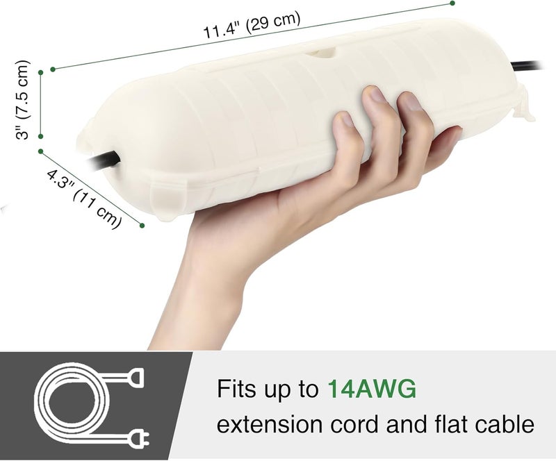 Flemoon Outdoor Extension Cord Safety Cover with Waterproof Protector Seal, Weatherproof Electrical Connection Box for Outdoor Outlets, Plugs, Sockets, Holiday Decorations, Power Tools, White - Image 3