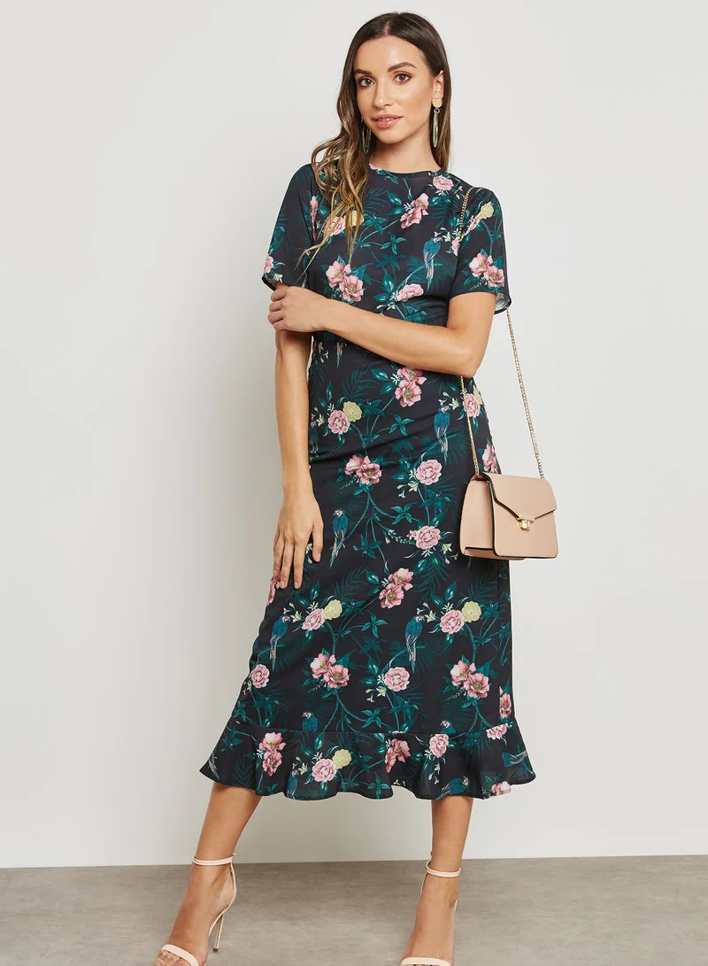 Fashion Union Back Tie Printed Dress