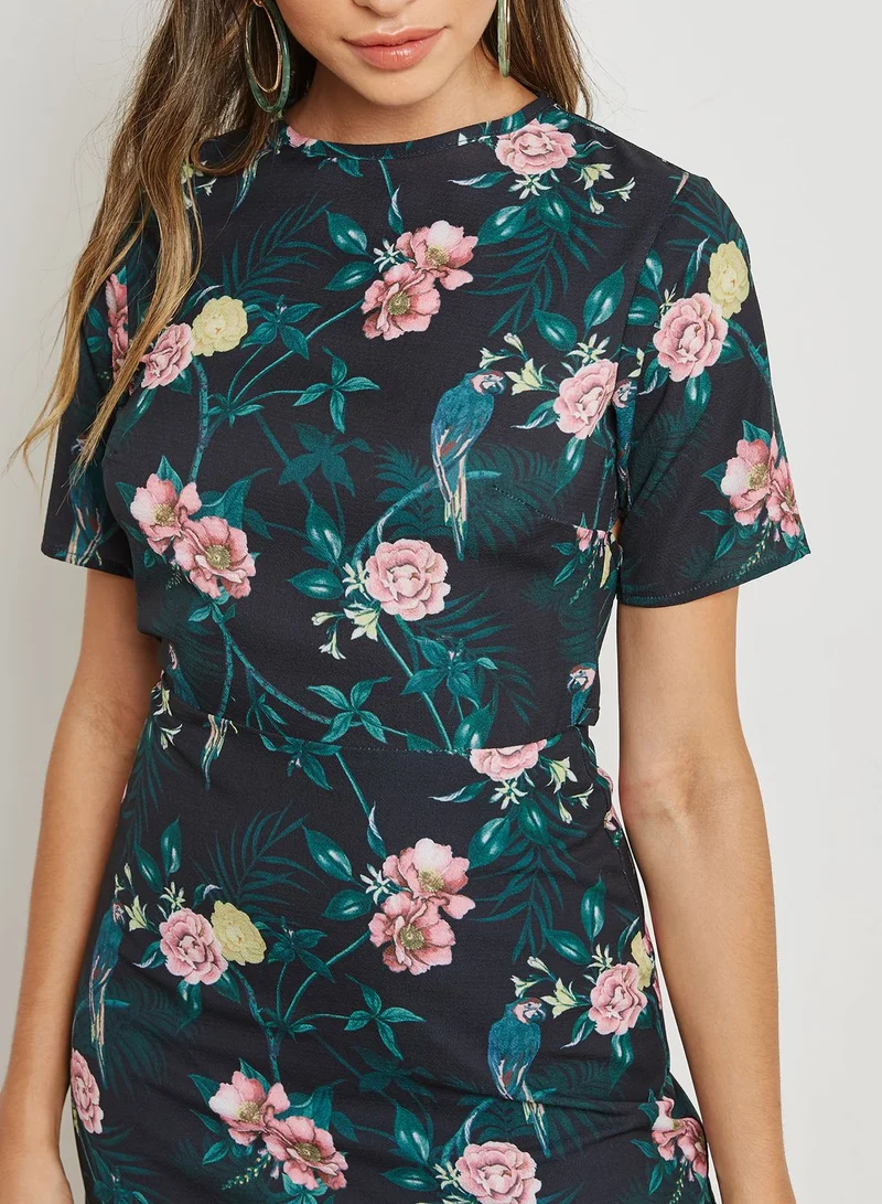 Fashion Union Back Tie Printed Dress