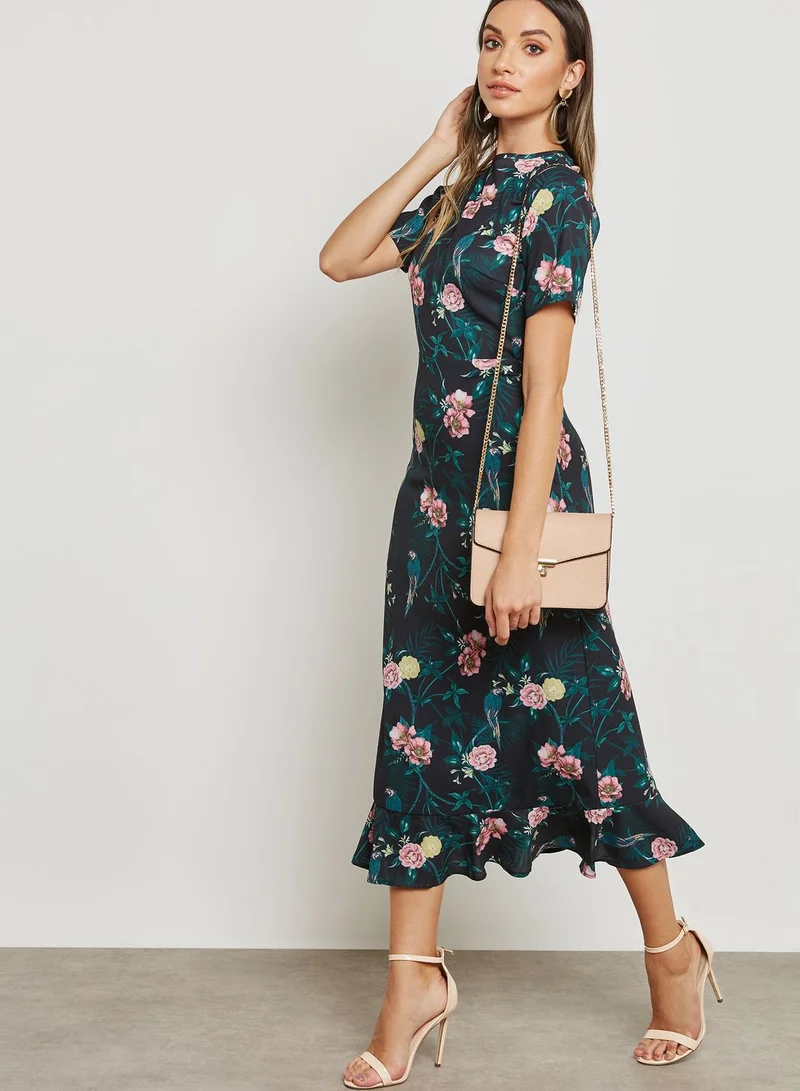 Fashion Union Back Tie Printed Dress