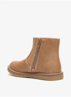 JUNIORS Girls Leaf Applique Ankle Boots with Zip Closure  - Image 2