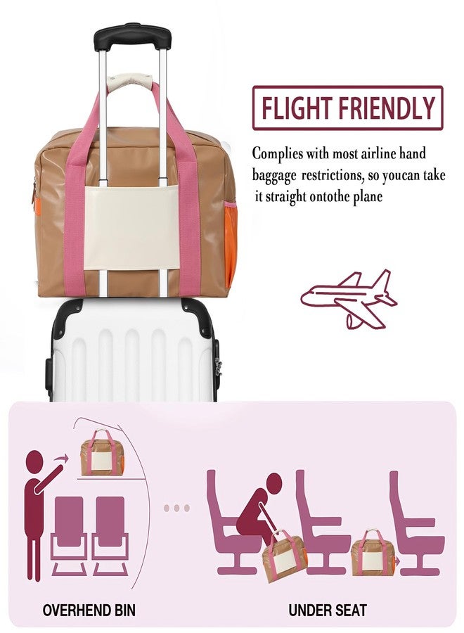 DYSHAYEN Chenille Letter Travel Duffle Bag Large PU Leather Weekender Overnight Bag for Women Carry on Bags Travel Tote, Weekend (A) - Image 3