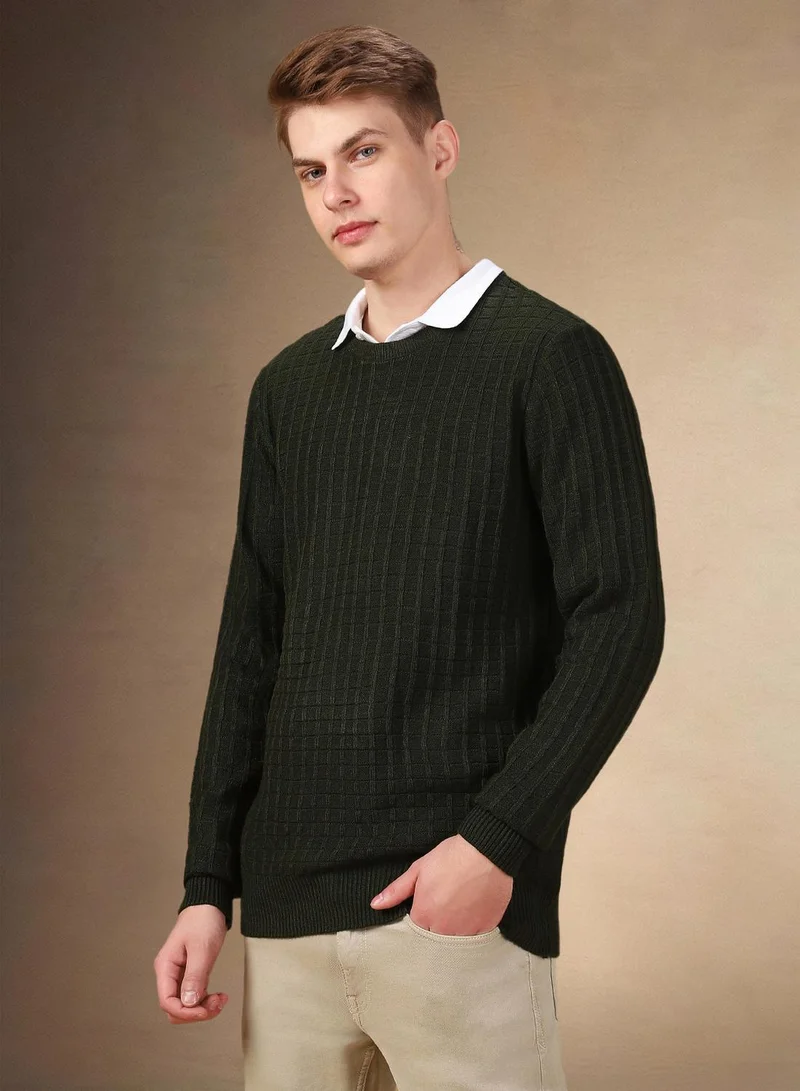 دينيس لينغو كنزة رجالية أكريليك 1% أخضر داكن مقاس عادي