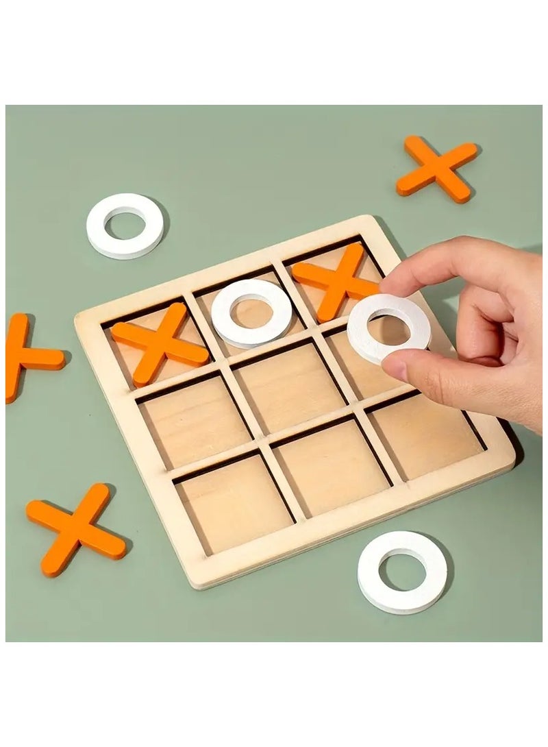 Loquat Board Game Toy Leisure Parent-Child Interaction Game Noughts And Crosses Game Wooden Board Puzzle Game Educational Toy, Wooden XO Well Shaped Chess For Children's Puzzle, Nine Palace Grid Chess, Par - Image 3