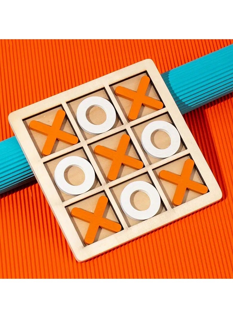 Loquat Board Game Toy Leisure Parent-Child Interaction Game Noughts And Crosses Game Wooden Board Puzzle Game Educational Toy, Wooden XO Well Shaped Chess For Children's Puzzle, Nine Palace Grid Chess, Par - Image 1