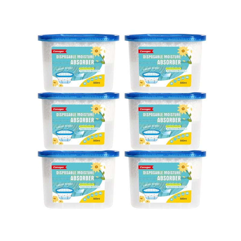 CANAGER Fresh Scent Moisture Absorber BoxOdor Eliminator and Dehumidifier Boxes for ClosetBedroomKitchenBathroom6 PacksCups  Traps Moisture for Fresher Cleaner Air Yellow