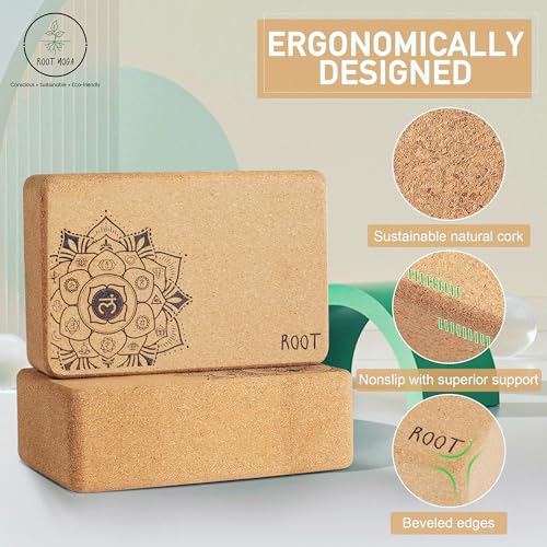 Root Ultimate Eco-Friendly Yoga Blocks | Pack of 2 | Cork Blocks - Non-Slip, Lightweight, and Moisture-Proof | Better Support, Balance & Comfort - Image 2
