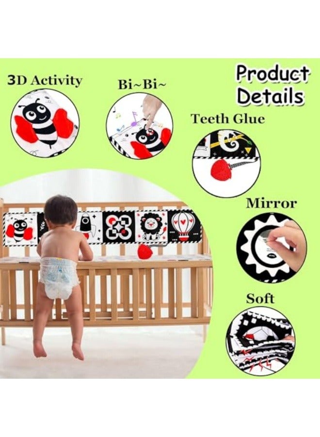NIBEMINENT High Contrast Baby Toys For Newborn： Black And White Baby Toys Book 0-3 Months - Tummy Time Mirror For Infant 6 7 8 9 10 11 12 Months Developmental Toys Montessori Sensory Toys Baby Girls Boys Gift - Image 5