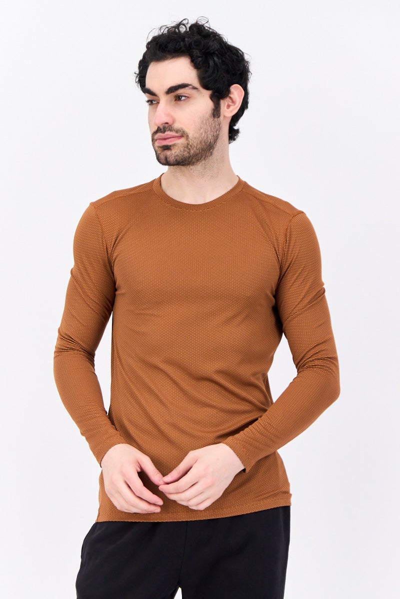 RBX Men Sportswear Fit Long Sleeves Outdoor T-Shirt, Brown  - Image 1