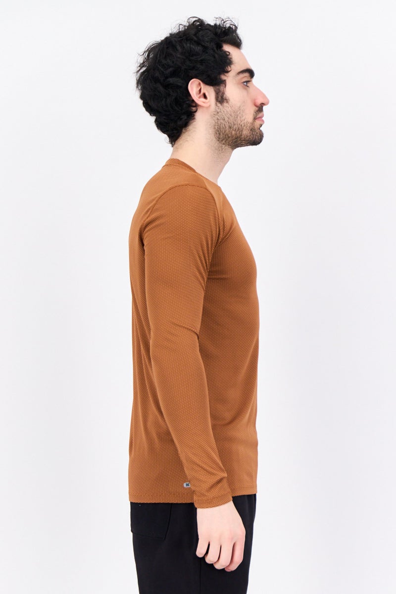 RBX Men Sportswear Fit Long Sleeves Outdoor T-Shirt, Brown  - Image 3