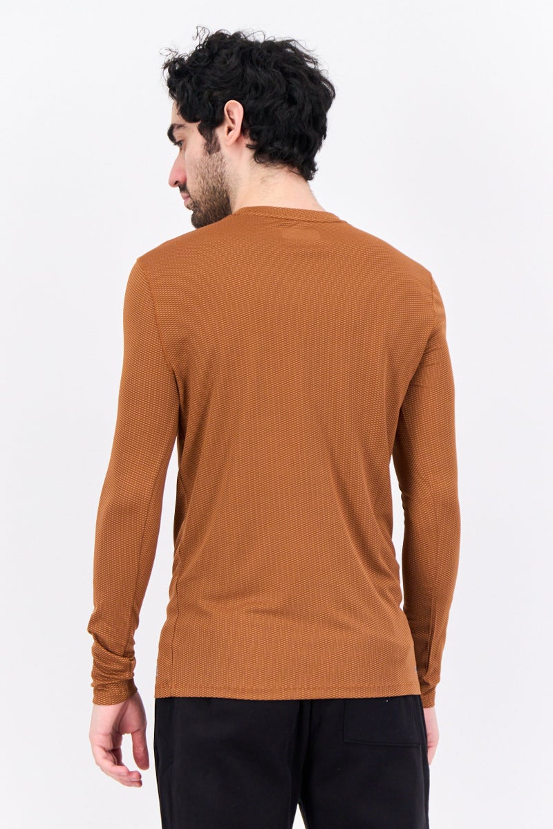 RBX Men Sportswear Fit Long Sleeves Outdoor T-Shirt, Brown  - Image 4