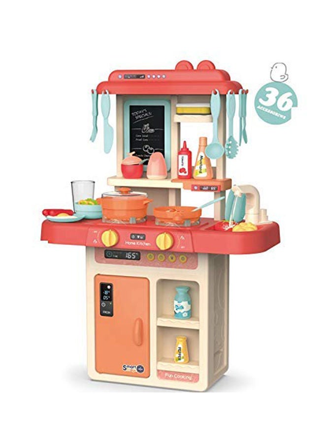 FAMILY CENTER 36-Piece Fashion Pretend Beautiful Kitchen Play Set Toy With Light And Sound For Little Chef 63x45.5x22cm - Image 1