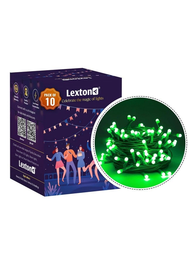 Lexton 40 LED Power Pixel Serial String/Fairy Light | Plug Sourced | Suitable for Home & Outdoor Decoration, Diwali, Christmas, Ramadan, Wedding, Party, Festival (Pack of 10, Green) - Image 2
