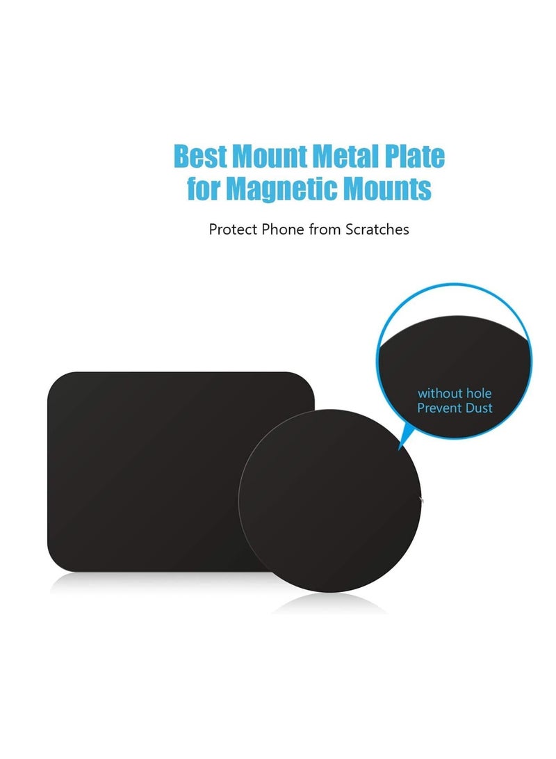 DUSALA Mount Metal Plate with Adhesive for Magnetic Cradle Less Mount  X4 Pack 2 Rectangle and 2 Round Compatible with Magnetic mounts (Black) - Image 4