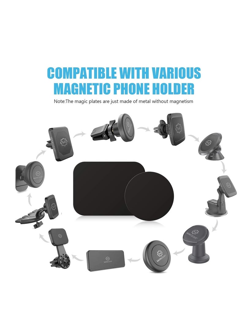 DUSALA Mount Metal Plate with Adhesive for Magnetic Cradle Less Mount  X4 Pack 2 Rectangle and 2 Round Compatible with Magnetic mounts (Black) - Image 3